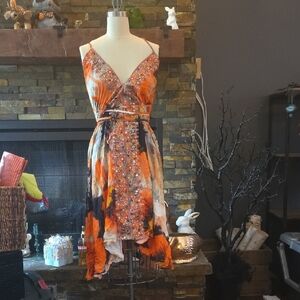 Orange and Black Women's Dress